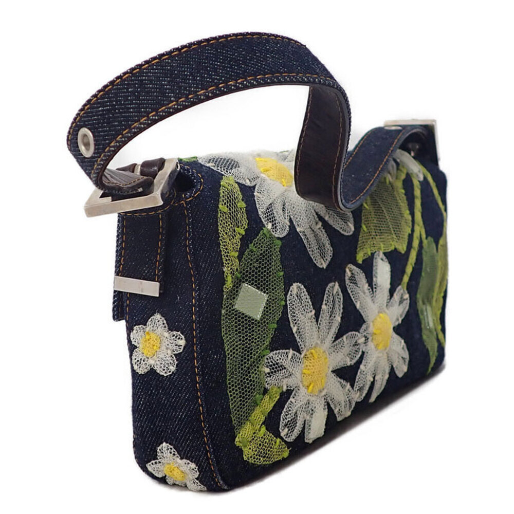 Fendi Mamma Bag Shoulder Denim Bucket Flower Semi